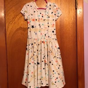 Dot Dot Smile white & tam dress with stars size 5/6